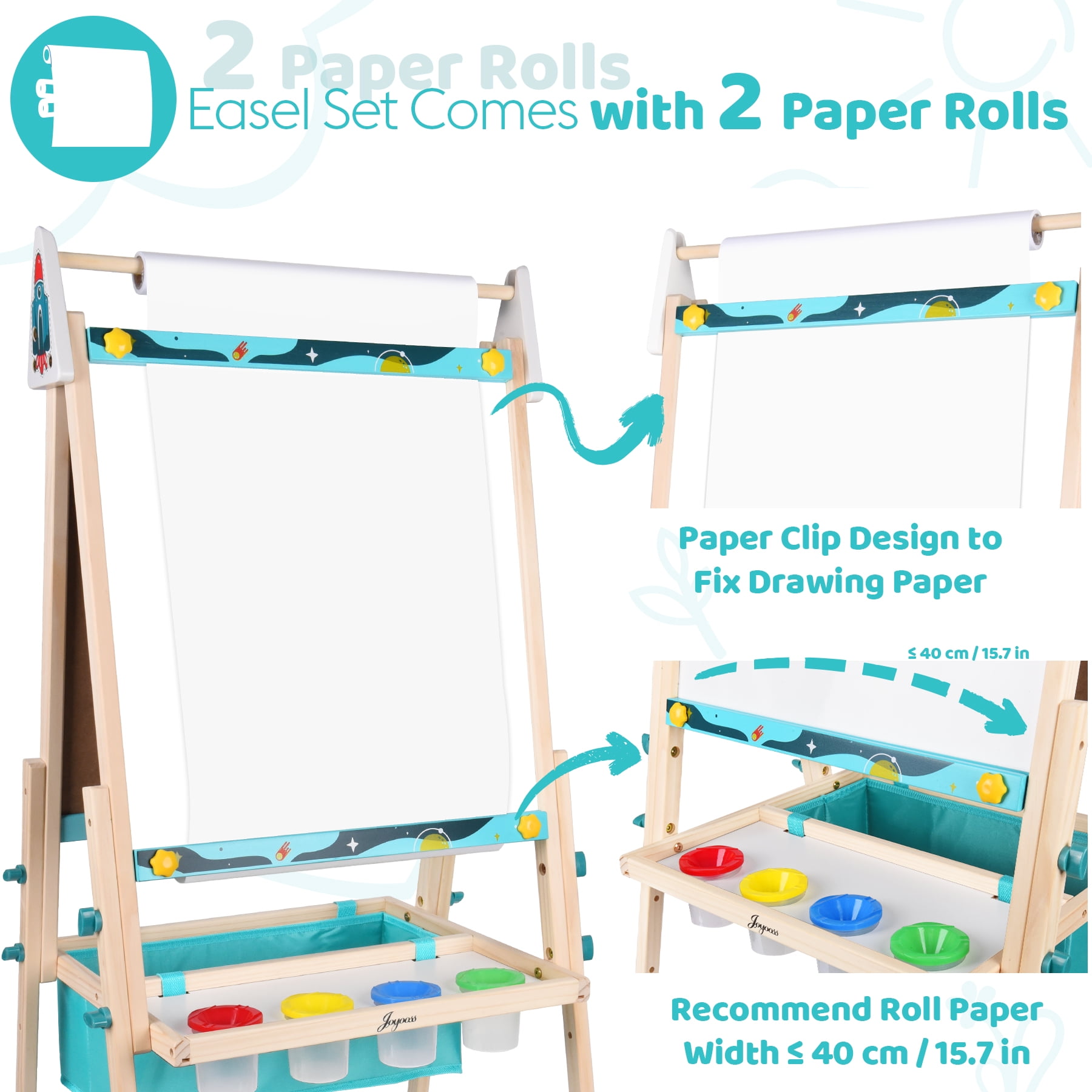 JOYOOSS Kids Double-Sided Wooden Art Easel with 98+ Accessories