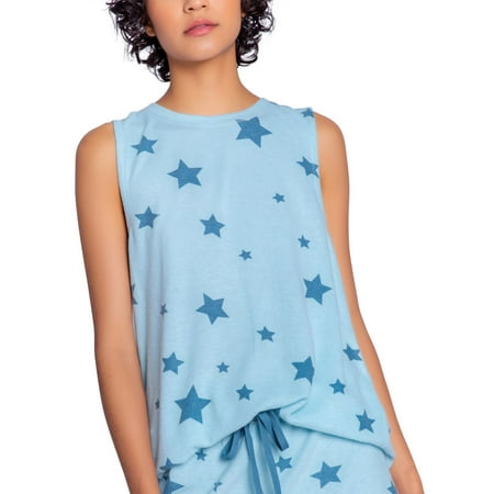 

Insomniax Womens Peached Jersey Pajama Tank Top Sea Blue Medium