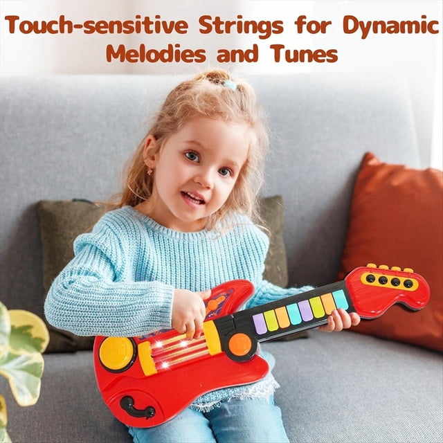 Guitarra para Niños y Piano para Niños Pequeños Guitarra 2 en 1 para Niños Pequeños de 3 A 5 Años con Correa Guitarra de Juguete para Niños Principiantes Regalo para Niños