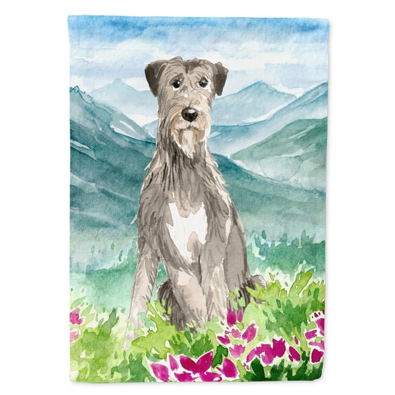 Carolines Treasures CK2534GF Mountain Flowers Irish Wolfhound Flag Garden Size  Small multicolor