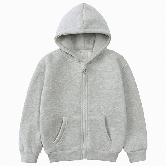 Staki Kids Girls Solid Jacket with Hood Toddler Outerwear Warm Autumn Winter Youth Coat 1-10Y(Light Gray,3-4 Years)