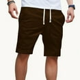 thumbnail image 2 of XMMSWDLA Men's Casual Cotton Shorts Elastic Waist Drawstring Summer Beach Shorts with Pockets Brown Boys Athletic Shorts, 2 of 6