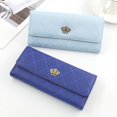 thumbnail image 3 of Cartera de mano grande con corona de metal para mujer, tarjetero de piel sintética, tipo sobre (azul marino), 3 of 4