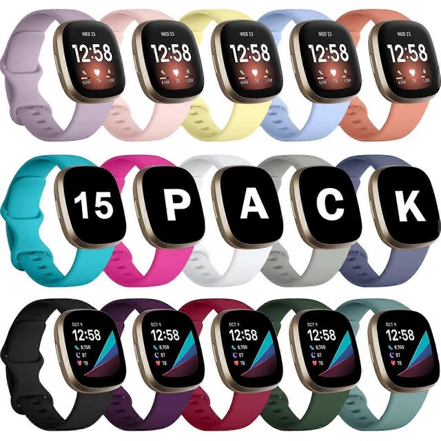 Paquete de 15 correas compatibles con Fitbit Versa3/Fitbit Sense, correa de repuesto suave para Fitbit Sense/Versa3 para mujer, flexible e impermeable.