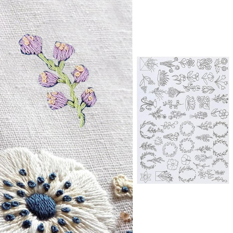 Flower Embroidery Transfer Patterns, 56 Pcs Water Soluble Stabilizer for  Embroidery Paper Patch Adhesive Tear Away Embroidery Stabilizer for Hand