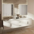 thumbnail image 2 of Geneva 80 in. W x 22 in. D Glossy White Double Bath Vanity, Cultured Marble Top, Faucet Set, and 30 in. LED Mirrors, 2 of 11