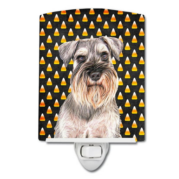 Caroline's Treasures KJ1214CNL Candy Corn Halloween Schnauzer Ceramic Night Light, 6x4x3", multicolor