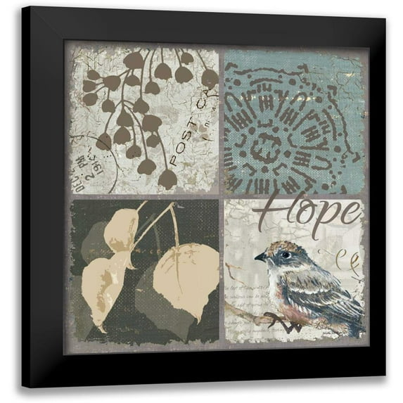 Phillips, Anita 20x20 Black Modern Framed Museum Art Print Titled - Bird 4 Patch IV