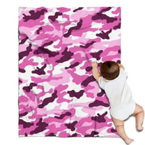 Purple Pink Camo Classic Shapes Pattern Blanket,Comfortable Soft Flannel Throw Blanket,All Season,Warm Lightweight Blankets for Sofa Bed Couch Living Room Chair,30"x40"
