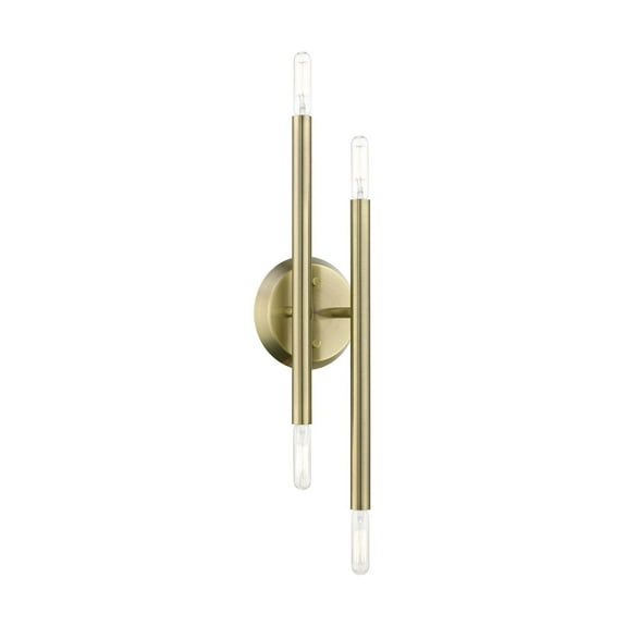 46771-01 Livex Lighting Soho - 4 Light ADA Wall Sconce In Modern Style-17 Inches Tall and 5.13 Inches Wide-Antique Brass Finish