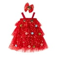 thumbnail image 1 of MIASHUI Ensemble de Robe de Fête pour Tout-Petites Filles avec Sans Manches et Bandeau pour Célébrations de Danse Festives Rouge, 3-4 Ans, 1 of 5
