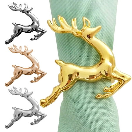 

SPRING PARK Deer Napkin Ring Holiday Chirstmas Thanksgiving Napkin Rings for Wedding Dinner Party Gifts Favor Table Holders