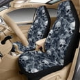 thumbnail image 3 of Xixirimido Leather Seat Cover Front Seats Only, Universal Fit Auto Front Seat Covers for Sedan Van SUV Truck 5 Pcs Set with Seatbelt Covers & Center Console Cover, Gray Gothic Skulls, 3 of 8