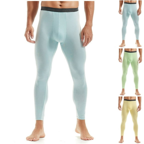 HAPIMO Men's Thin Thermale Slim Legging Pants Running Dungarees Solid Color Trendy Trousers Athletic Elastic Waist Casual Relaxed Breathable Holiday Green L