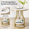 thumbnail image 6 of Tribesigns 2-Tier Round Side Table, Industrial End Table Bedside Table with Metal Frame & Open Shelf for Couch Side, Living Room (2PCS, White & Gold), 6 of 6