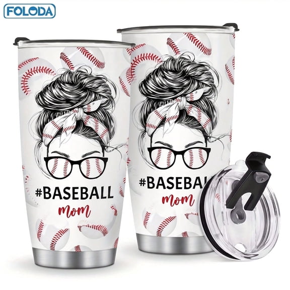 Foloda 1pc Baseball Mom Tumbler Christmas Gift, Baseball Gifts Valentines Day Birthday Mother's Day Gifts for Women, Baseball Design Mug for Baseball Lovers, Baseball Tumbler 20oz With Lid