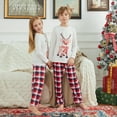 thumbnail image 5 of Family Matching Christmas Pajamas Outfits Long Sleeve Elk Printed Tops Elastic Plaid Pants, 5 of 7