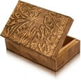 thumbnail image 3 of Great Birthday Gift Handmade Decorative Wooden Jewelry Box With Tree Of Life Carving Jewelry Organizer Keepsake Box Treasure Chest Trinket Holder Watch Box Storage Box 8 x 5 Inches Housewarming Gifts, 3 of 6