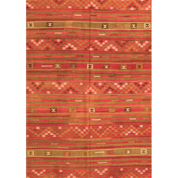 Ahgly Company Indoor Rectangle Oriental Orange Traditional Area Rugs, 8' x 12'