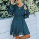 thumbnail image 2 of Vestido De Manga Larga Para Mujer, Cuello En V Vestido De Manga Larga Estilo De Línea Estampado De Puntos Elegante Puño Elástico Para Club Para Vacaciones Para Dama ANGGREK Otros, 2 of 6