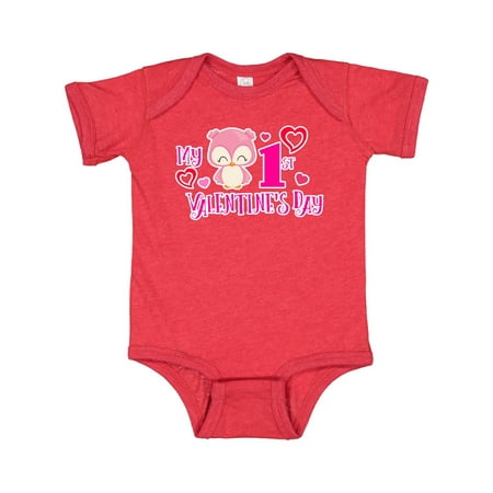 

Inktastic My 1st Valentines Day with Owl and Hearts Gift Baby Girl Bodysuit