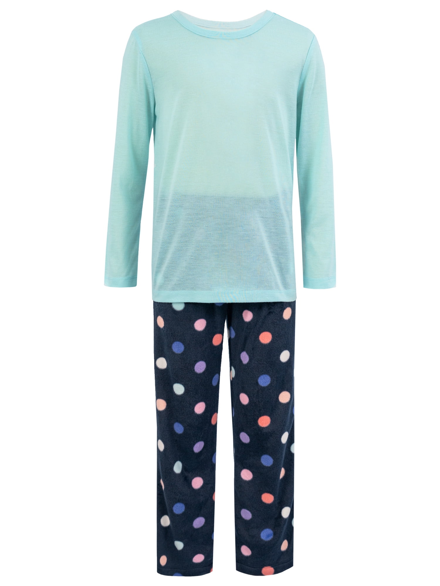 Fruit of the Loom Girl's Long Sleeve Fleece Pajama Set, 2-Piece, Sizes 4-16