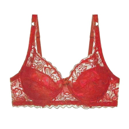 Audhol Lace Bralette Push Up Bra Red 75C