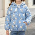thumbnail image 3 of DJDLJWCJ Girls Winter Coat with Hoodie Cute Printed Puffer Jacket Zip Up Warm Jacket Blue Size 4T, 3 of 9