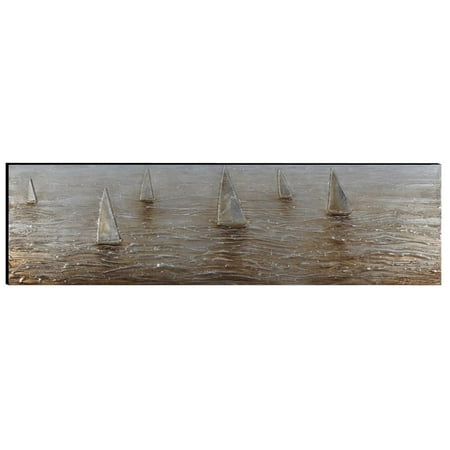 Sailing Boats Hand Painted Aluminum Wood Wall Art Decor by Urban (Best Paint For Aluminum Boat)
