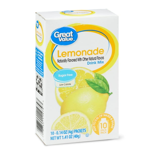 Great Value SugarFree Lemonade Drink Mix, 0.14 Oz., 10 Count Walmart