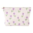thumbnail image 4 of Cosmetic Bag, Makeup Pouch, Corduroy Floral Toiletry Bag, Portable French Style Makeup Storage Bag, Zipper Cosmetic Organizer Purse for Women Travel Daily Use, Light Purple Tulip Print, 4 of 4