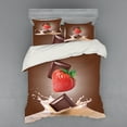 thumbnail image 2 of Ambesonne Fruit Bedding Set 3 Pcs, Strawberry Chocolate, Twin, Multicolor, 2 of 3