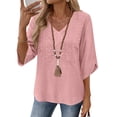 thumbnail image 2 of Tqcoqu Womens 3/4 Sleeve Tops Embroidered Lace Blouses Boho Shirt, V Neck Casual Loose Fit Vacation Beach Business Casual Outfits, 2 of 9