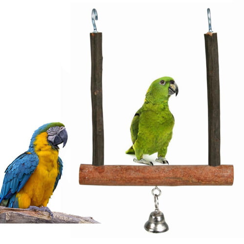Wontee Bird Hanging Swing Stainless Steel Perch Stand Paw Grinding Toy for Parrot Cockatiel Budgie Macaw African Grey 