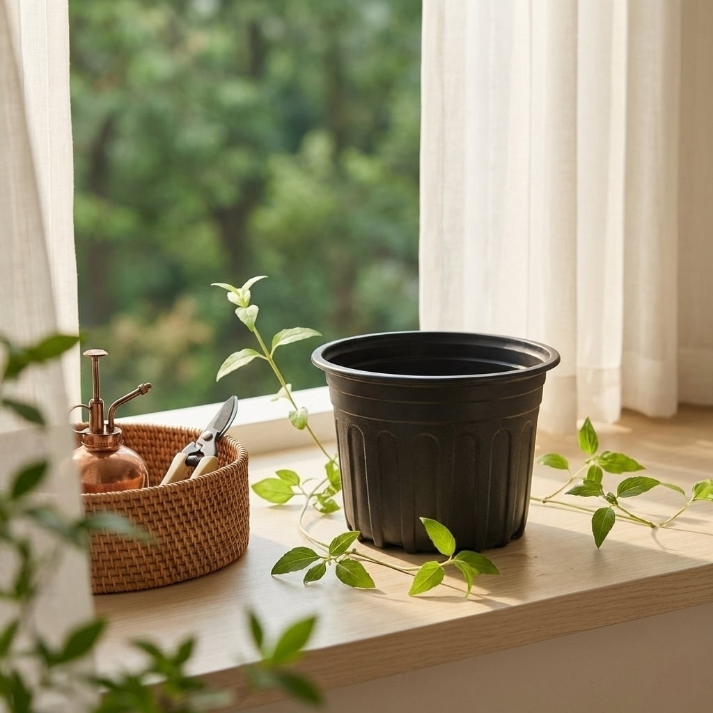 1*25pcs basin,5 Inch Plastic Garden Flower Seedling Planter Pot with Drainage Holes for Outdoor Indoor Plants,Gardening Gifts