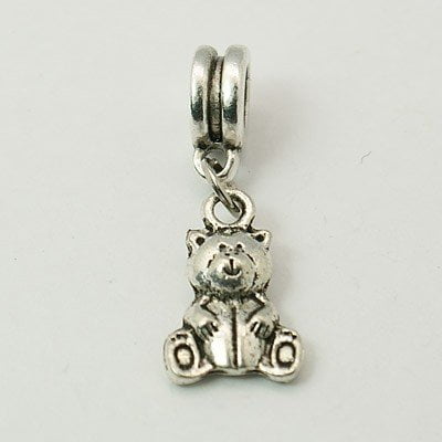 Sterling Silver Chicago Bears Charm - Antique Silver Finish Teddy Bear Dangle Charm Bead. Compatible With Most Pandora Style Charm Bracelets.