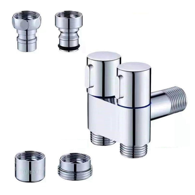 G1/2 Thread Filling Valve Water Basin 3Through Bathroom Kitchen Angle Stop Valve with 3 Spout