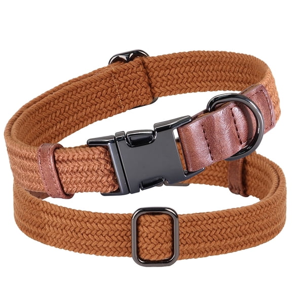 Pet Artist Durable Braided Nylon Dog Collar Pet Metal Buckle Necklace Adjustable for Small Medium and Large Breeds,Soft on Skin,Brown,S