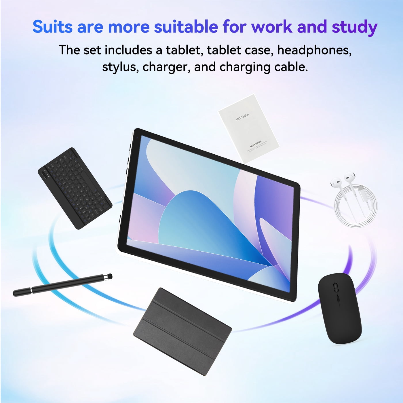 AEEZO 10.1 Inch Tablet Set - 20GB RAM 64GB ROM 1TB Expandable with Keyboard and Mouse,for Students and Professionals