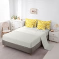 thumbnail image 5 of Feelyou Yellow Stripes Teens Bedding Comforter Set 7pcs, Abstract Japanese Waves Queen Bedding Sets, Mid Century Fashion Reversible Queen Sheet Sets, Minimalst Lightweight Room Decor, 5 of 8