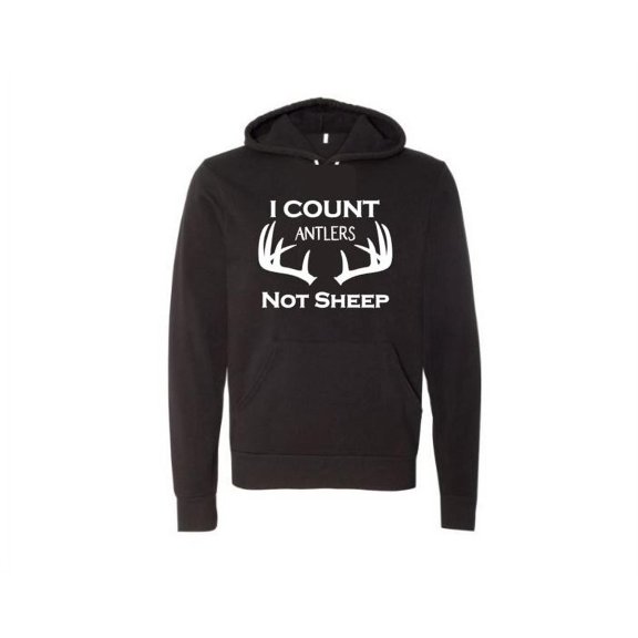 Hunting Hoodie, I Count Antlers Not Sheep, Deer Hunting, Gift For Hunter, Unisex Hoodie, Girl Hunter, Hunting And Fishing, Outdoors Gear, Black, LARGE