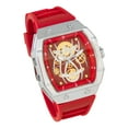 thumbnail image 2 of Men’s 41mm Tonneau Watch – Luxury Quartz Timepiece with Skeleton Dial, Silicone Strap, Gift for Him - Silver Wine, 2 of 4