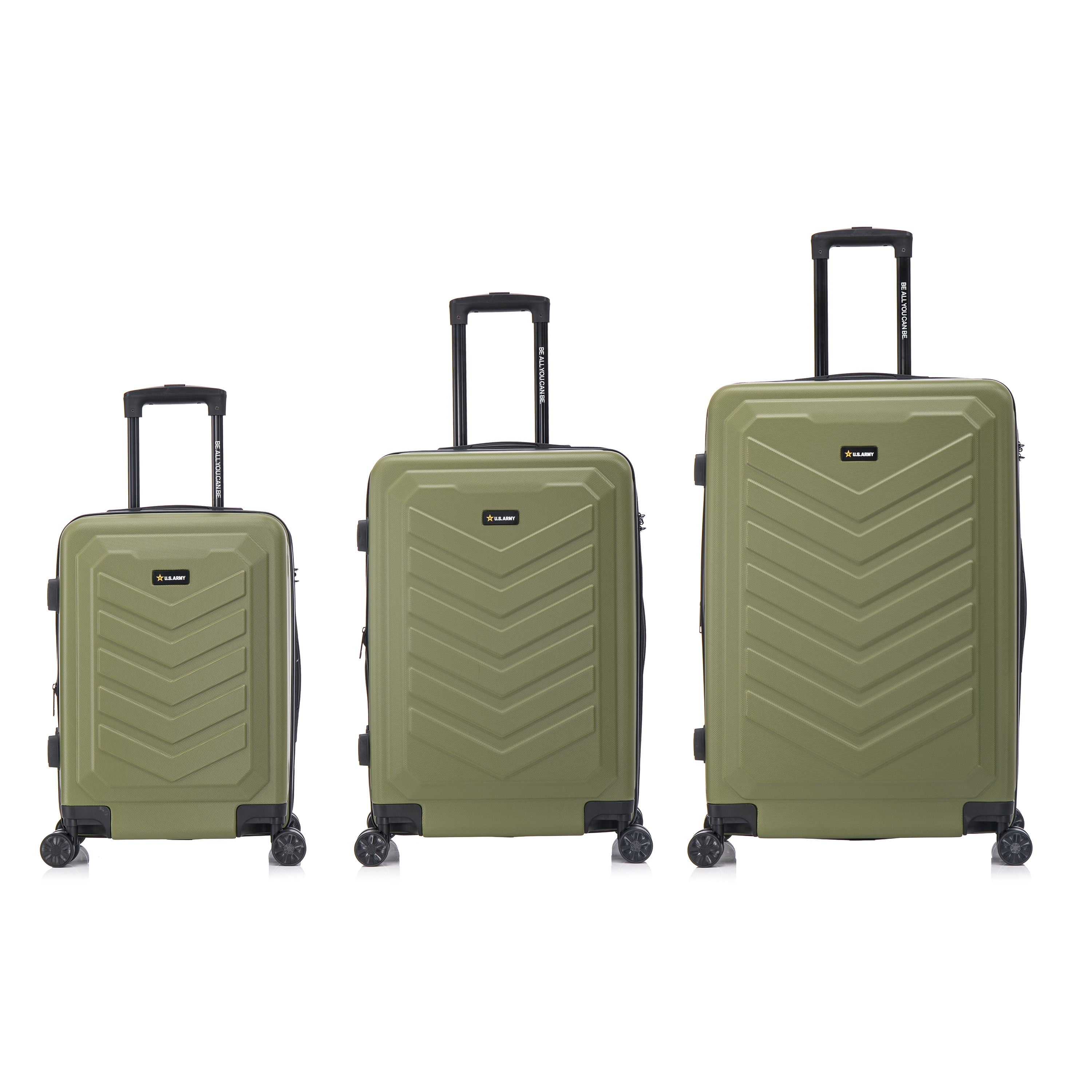 US ARMY FOX PRO 3-piece Luggage Set 20"/24"/28" Expandable Suitcases with TSA Lock Olive Drab