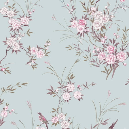 Rachel Ashwell Bird Chinoiserie Blue Wallpaper