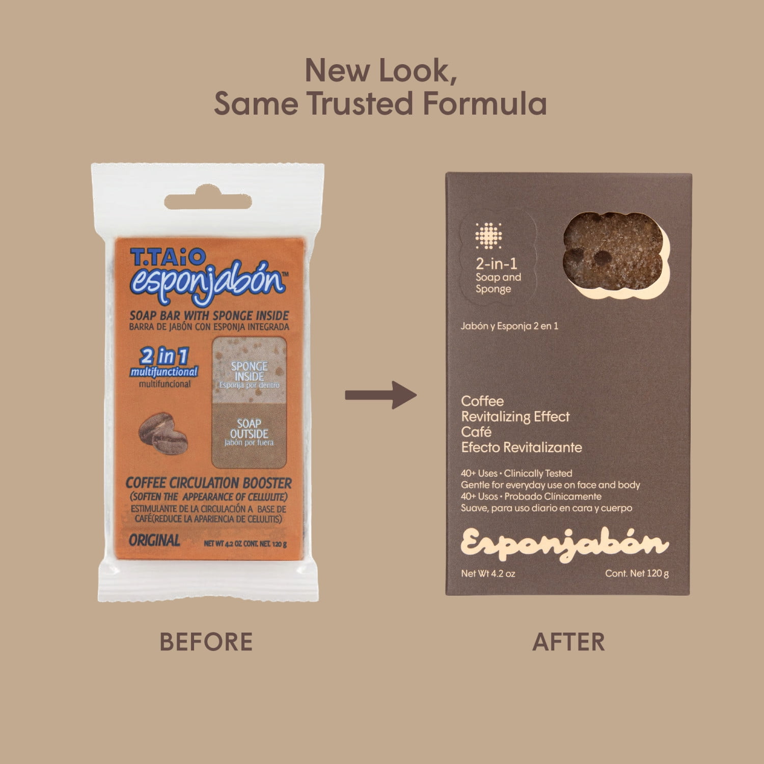 Esponjabon Coffee Soap Sponge - Revitalizing 2-in-1 Soap Sponge – For Face and Body - 4.2 oz