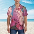 thumbnail image 2 of Logiee Pink Parrot Tropical Blossoms Print Mens Hawaiian Shirts,Loose-Fit Short Sleeve Button Down Tropical Aloha Beach Shirt,Summer Vacation Wedding Tops,X-Large, 2 of 7