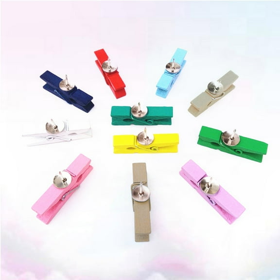 OUNONA 70 Pcs Cute Wooden Clips with Nails Decorative Craft Clips Push Clothespins