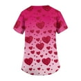 thumbnail image 5 of Womens V Neck Printed Scrub Tops Plus Size Medical Nursing Tops Scrubs with Pocket Purple Pink M, 5 of 5