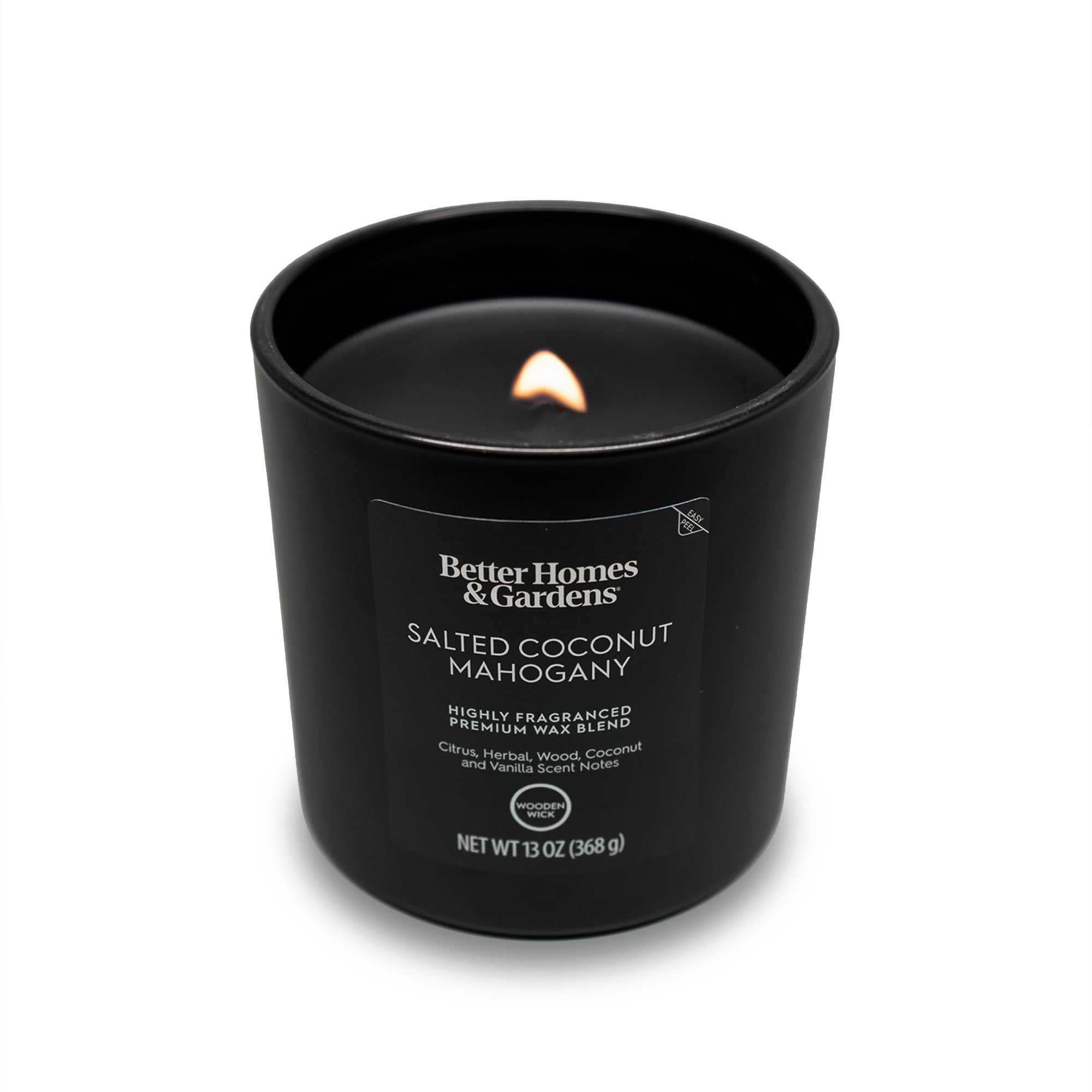 (4 pack) Better Homes & Gardens 13oz Salted Coconut Mahogany Scented Wooden Wick Jar Candle