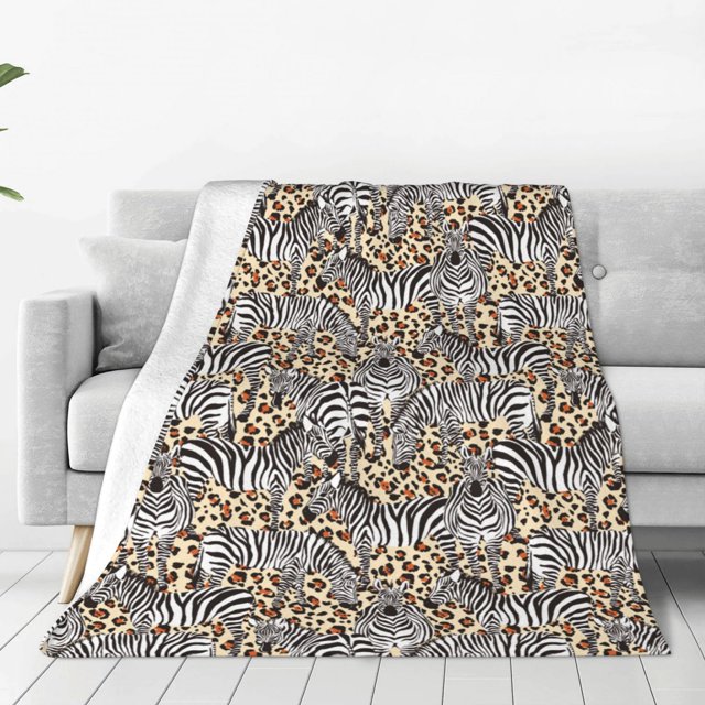 Balery Zebra Manta de Felpa Suave y Acogedora – Cobija de Franela Aterciopelada para Cama, Lavable y Cálida para Sofá, Mascotas, Transpirable-80"x60"